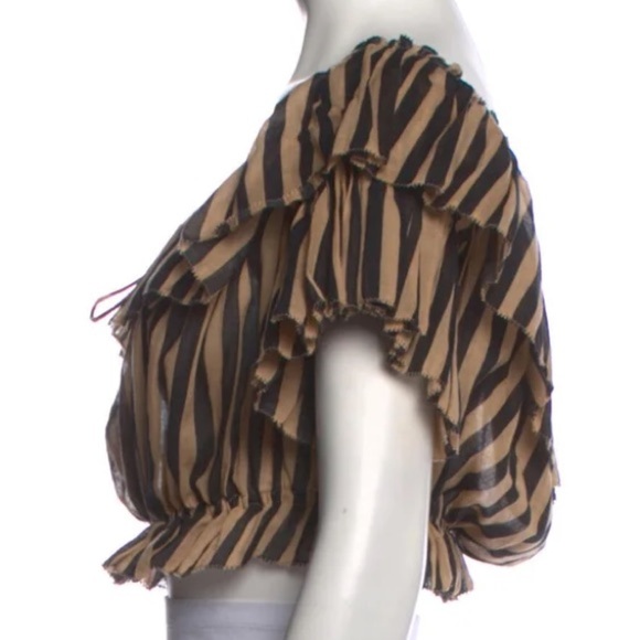 ZIMMERMANN Jaya Striped Scoop Neck Crop Zimmermann Size 0 - Picture 8 of 10